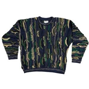 Vintage 90s COOGI Men's Large 3D 100% Mercerised Cotton Knit Sweater Biggy Cosby